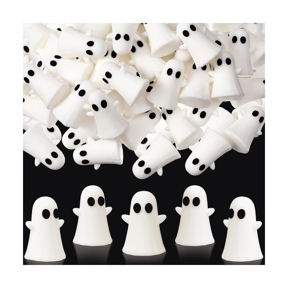 Lunmon 50 Pcs Mini Halloween Ghost Figurines, Tiny Halloween Figurines