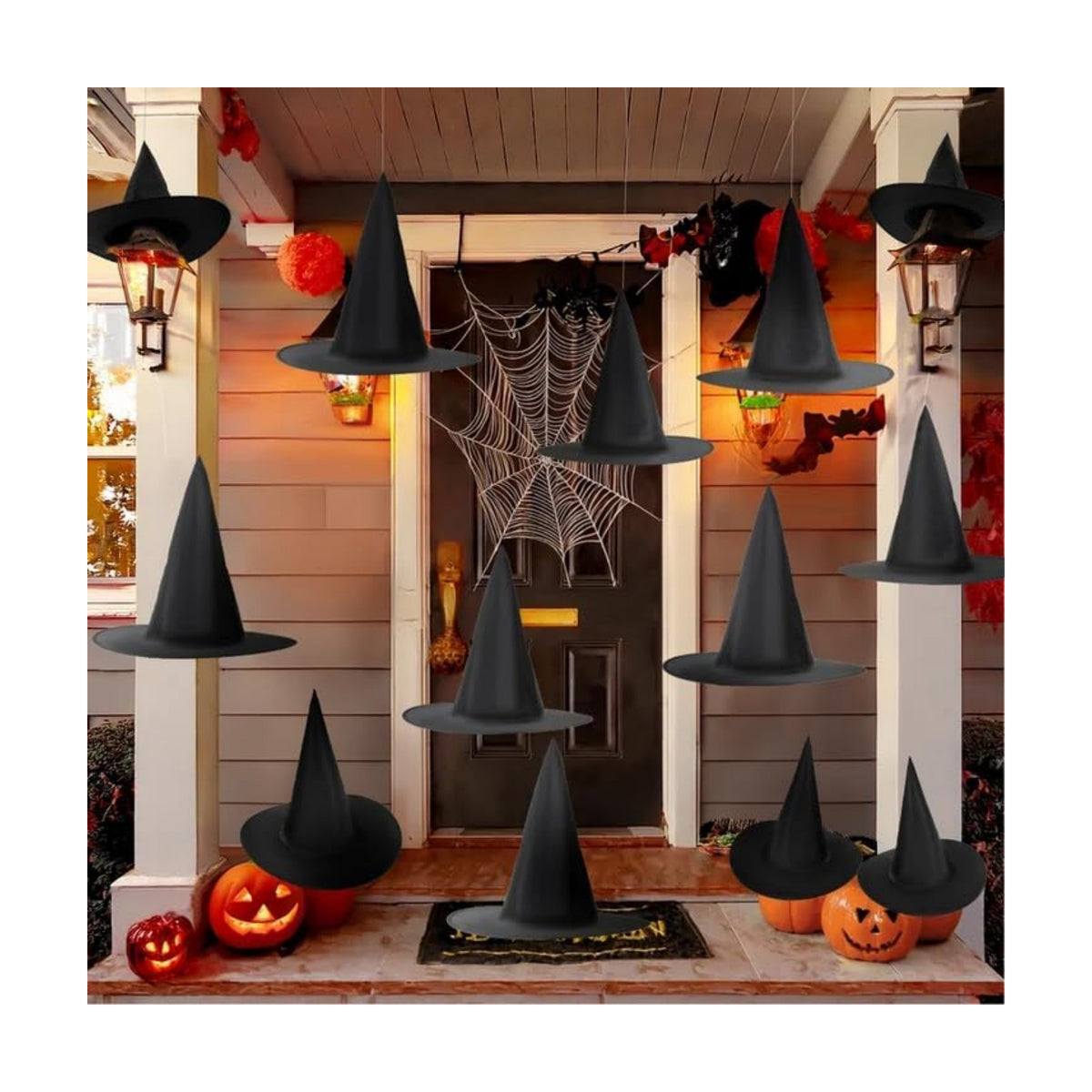 RAINFLOW Halloween Witch Hats - Black Hanging Witch Hats for Porch Decor
