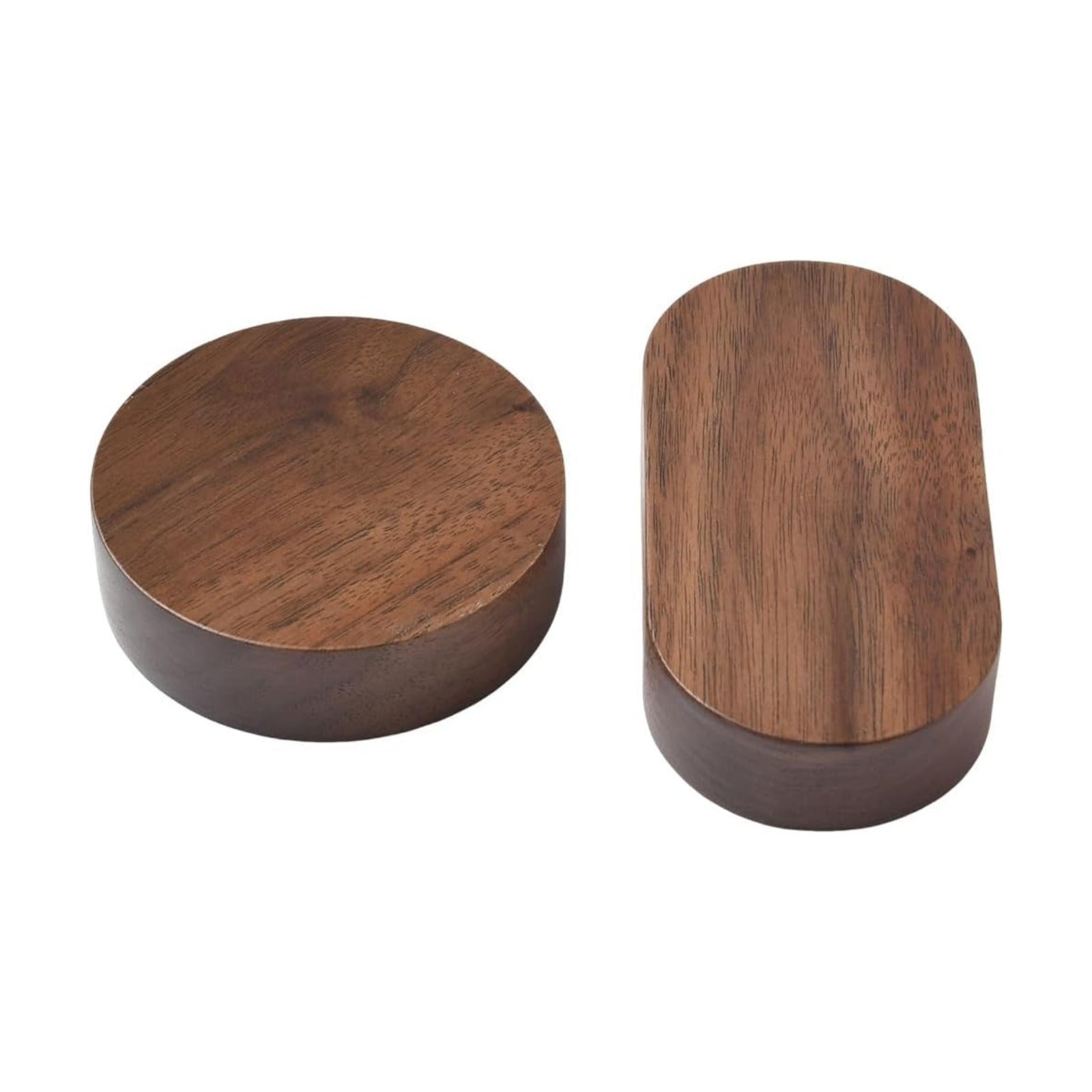 2 Styles Wood Display Risers in/ in Round Oval Walnut Jewelry Stand Riser / 2.8 x 0.8 / Set of 2