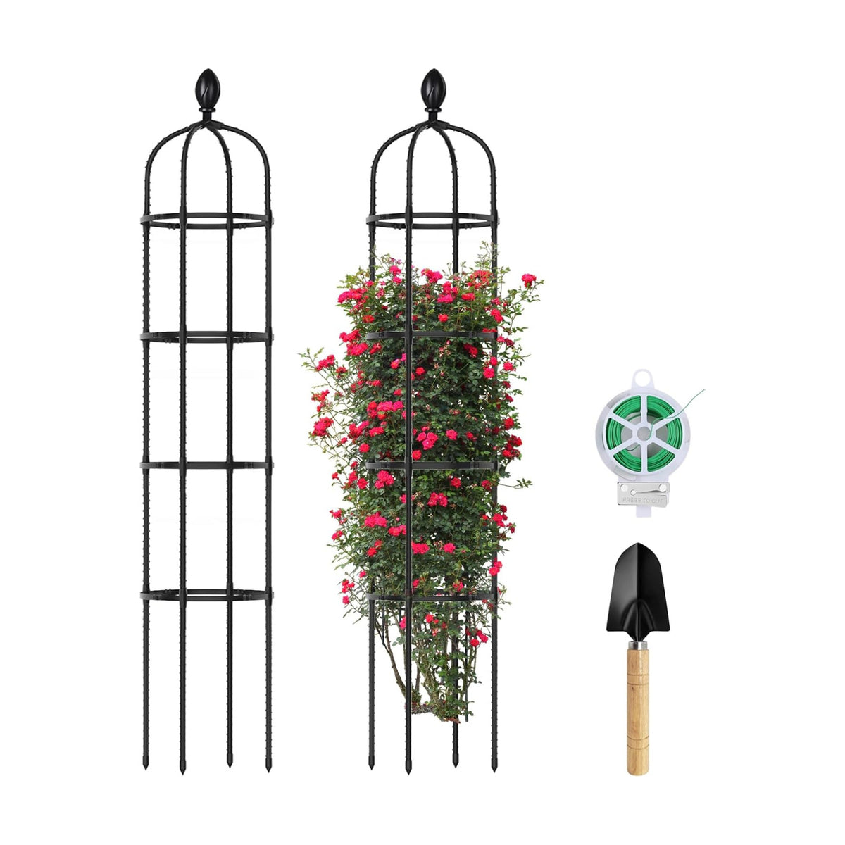 2 Pack 6Ft Tall Garden Obelisk Trellis for Climbing Plants Outdoor | Rustproof Plant Trellis Garden Tower Trellis for
