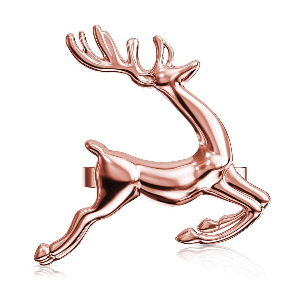 ZeeDix Christmas Rose Gold Reindeer Napkin Rings Set of 24 for Table Decor