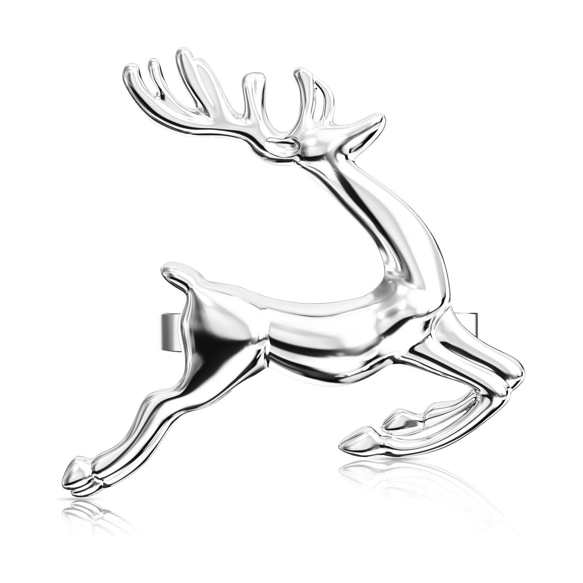 ZeeDix Christmas Silver Reindeer Napkin Rings Set of 24 for Table Decor
