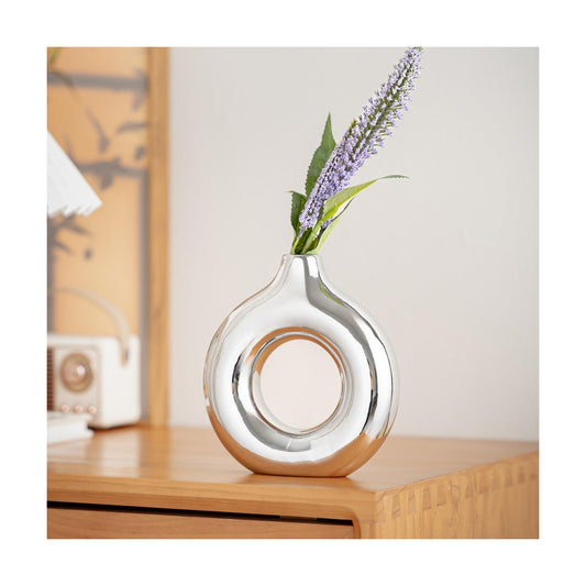 Modern Ceramic Vase for Pampas Grass / Small / Full Silver