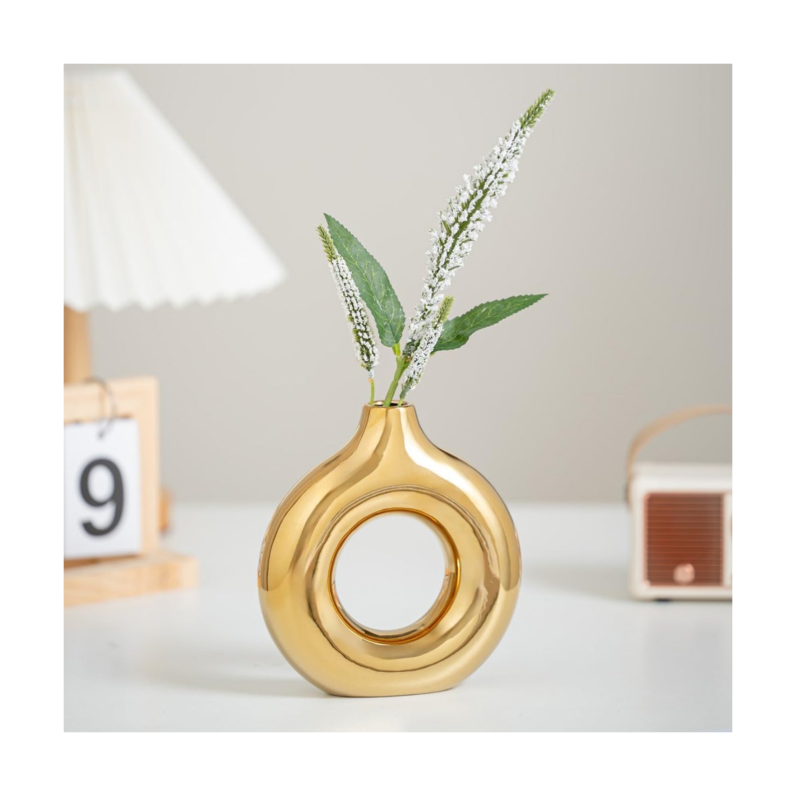 Modern Ceramic Vase for Pampas Grass / Small / Full Gold