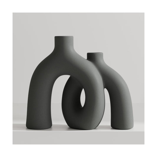 Dark Modern Minimalism Industrial Style Vases Home Decor / Gray