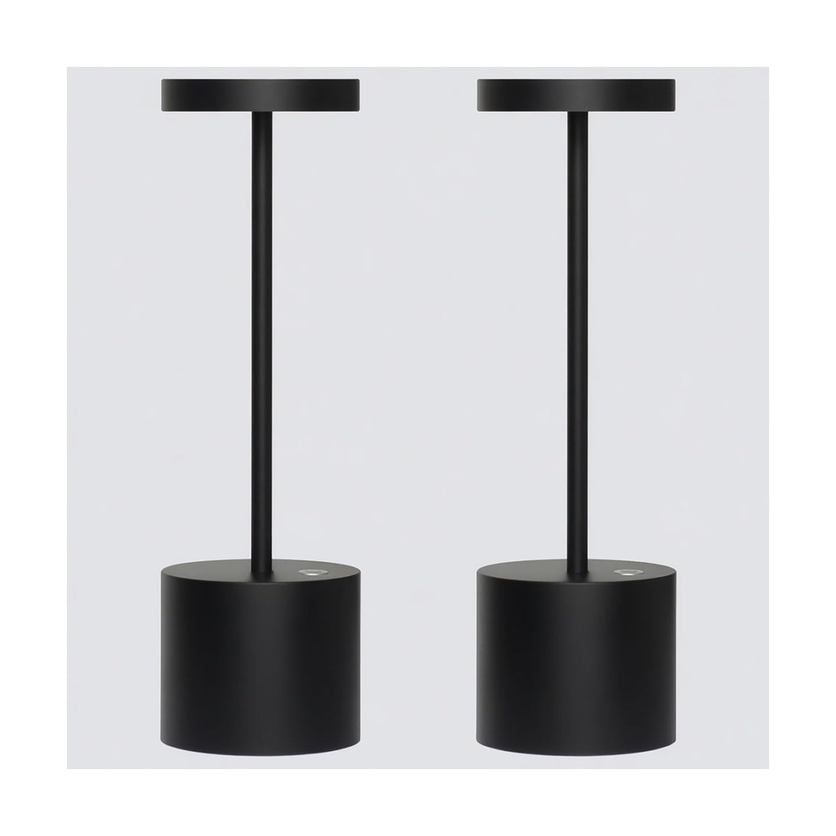 2-Pack Cordless Rechargeable LED Table Lamp (Matte Black) | 5000mAh Battery, 3-Color Stepless Dimming, IP54 Waterproof