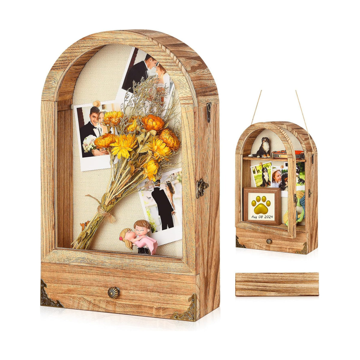 DGWJSU Shadow Box Frame 10x16 Large Shadow Boxes Display Cases with Linen Back and Removable Shelves and Drawers