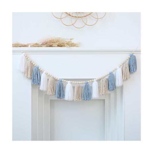 Boho Tassel Garland Wall Hanging / Blue