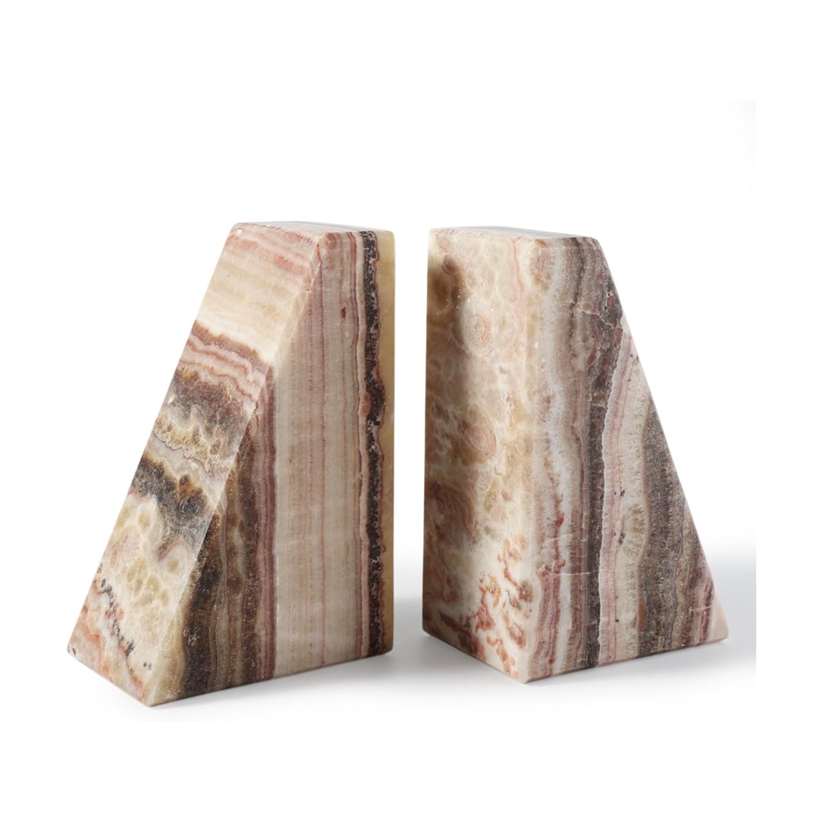 Bookends / Non-Slip Heavy Duty Book Stopper / Onyx / Natural
