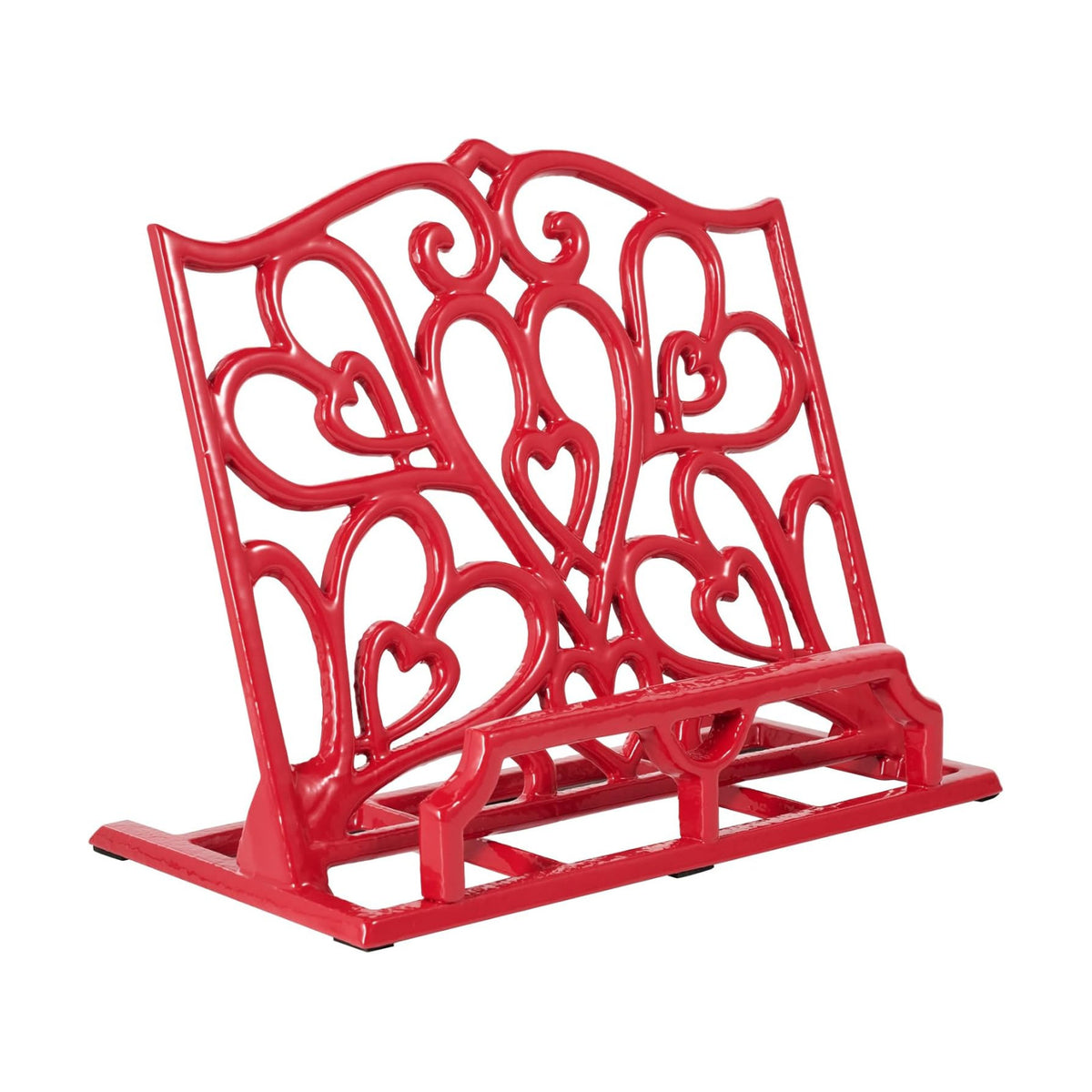 JOGREFUL Cast Iron Cookbook Stand, Kitchen Recipe Holder Love Heart Red | Heavy-Duty Book Vintage Holder, Reading Rest