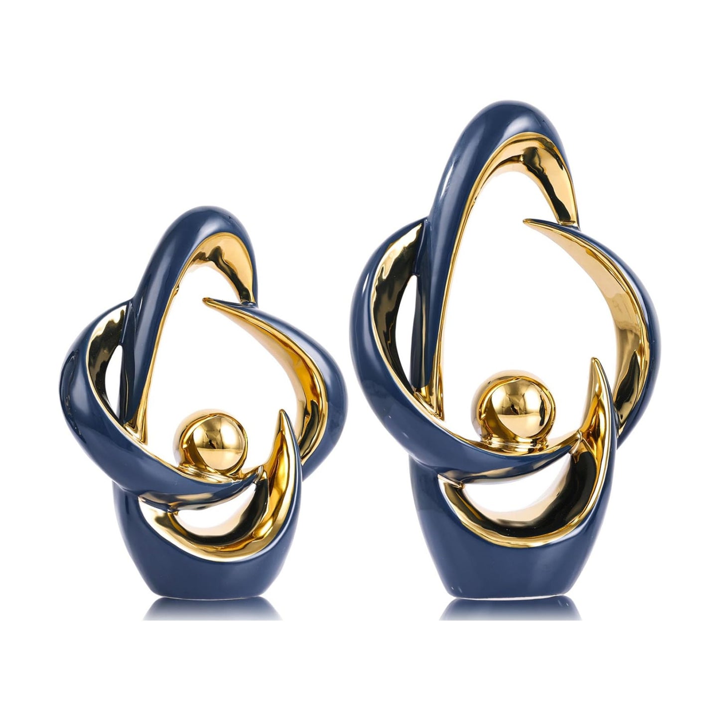 Home Decor Accent Ceramic Statue Abstract Sculptures Centerpieces Mid Century / Blue / Set of 2