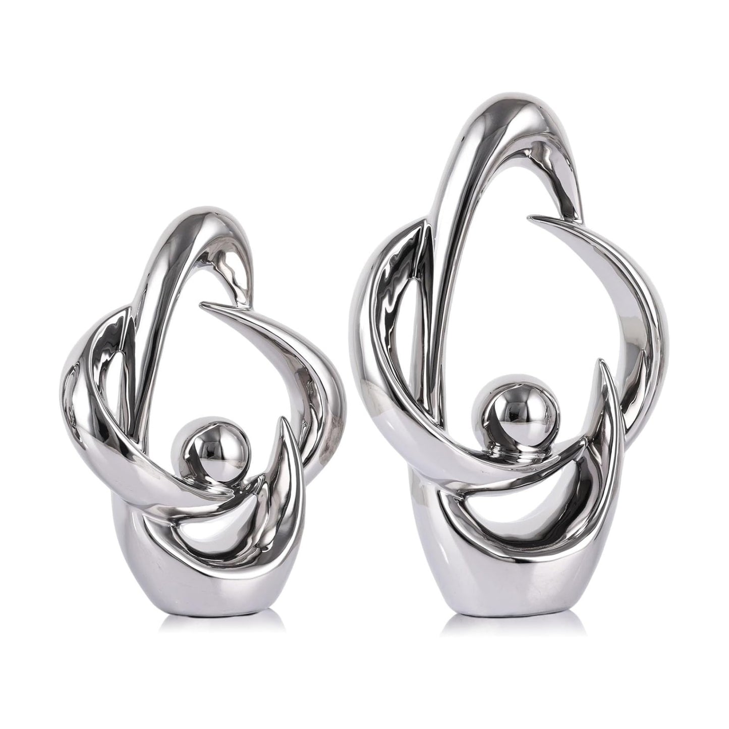 Home Decor Accent Ceramic Statue Abstract Sculptures Centerpieces Mid Century / Sliver / Set of 2
