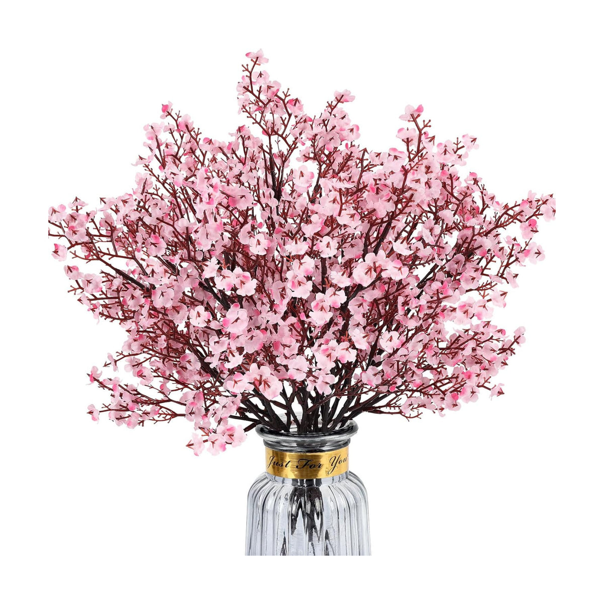 Babys Breath Artificial Flowers, 8 Bundles Cherry Blossom Pink Real Touch Fake Silk Flowers Bulk for Vase Home Office Wedding Spring Indoor Outdoor Centerpiece Table Mother's Day Decorations