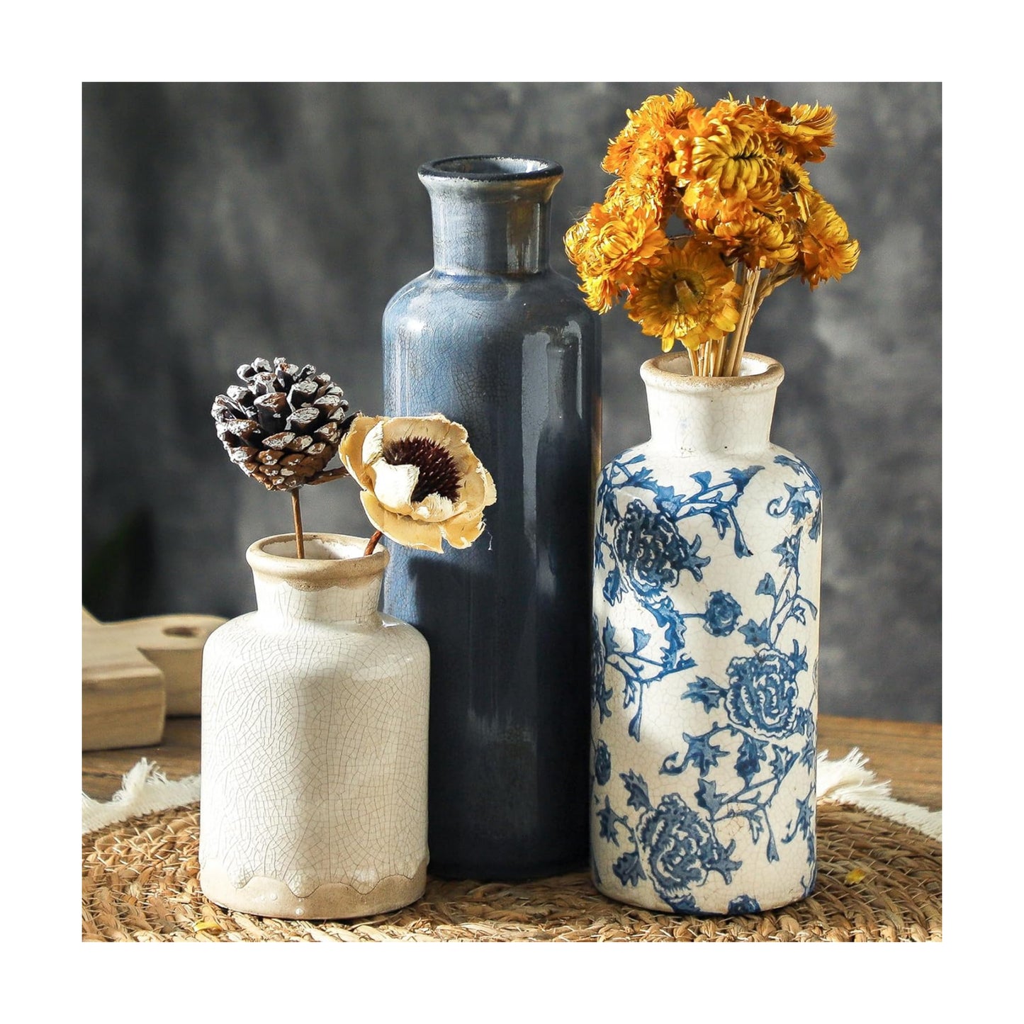 Ceramic Vintage Vases / 007 Vintage - Blue / Set of 3