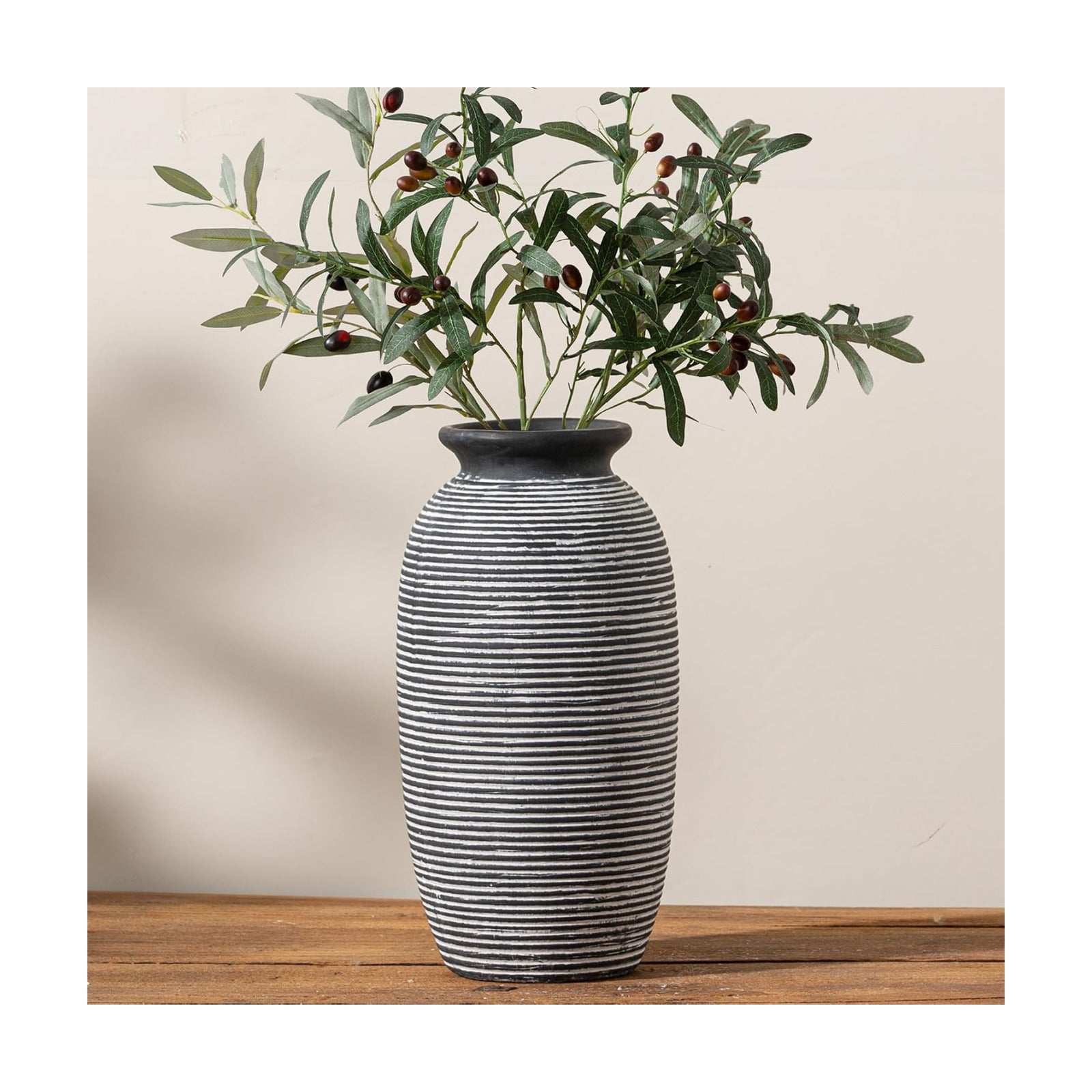 Ceramic Rustic Vase / 12.5" H - Black