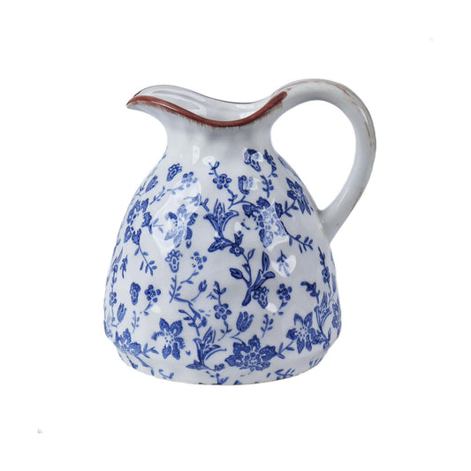 White Ceramic Vase / Blue / 7.28 Inch