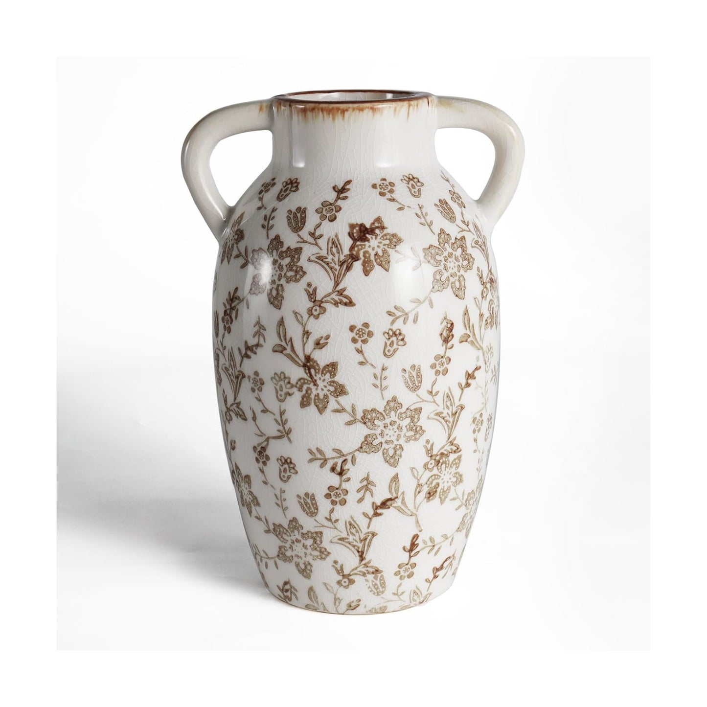 Vintage Ceramic Vase / Brown / 9.45 Inch