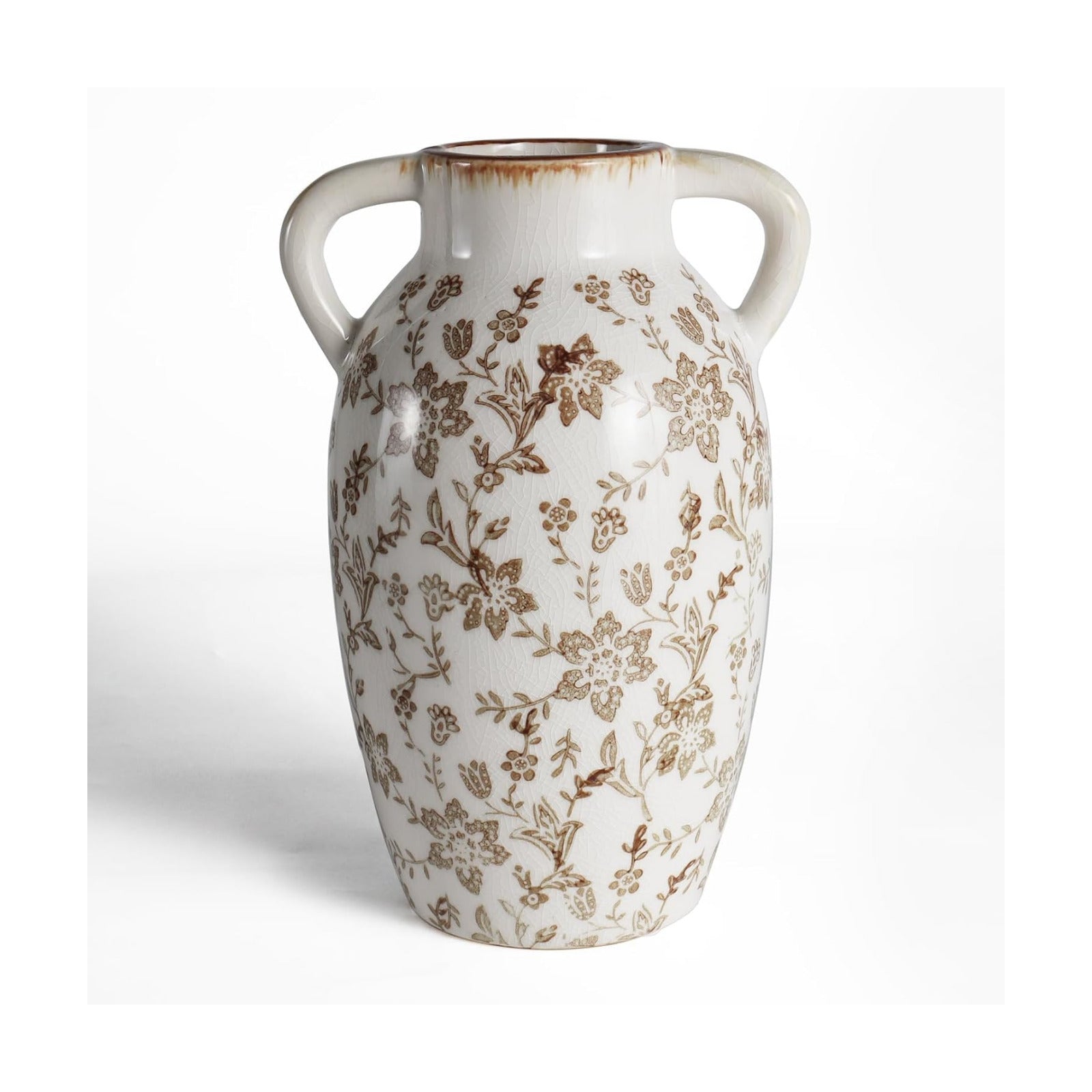 Vintage Ceramic Vase / Brown / 9.45 Inch