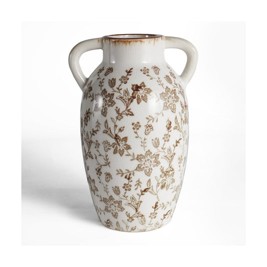 Vintage Ceramic Vase / Brown / 9.45 Inch