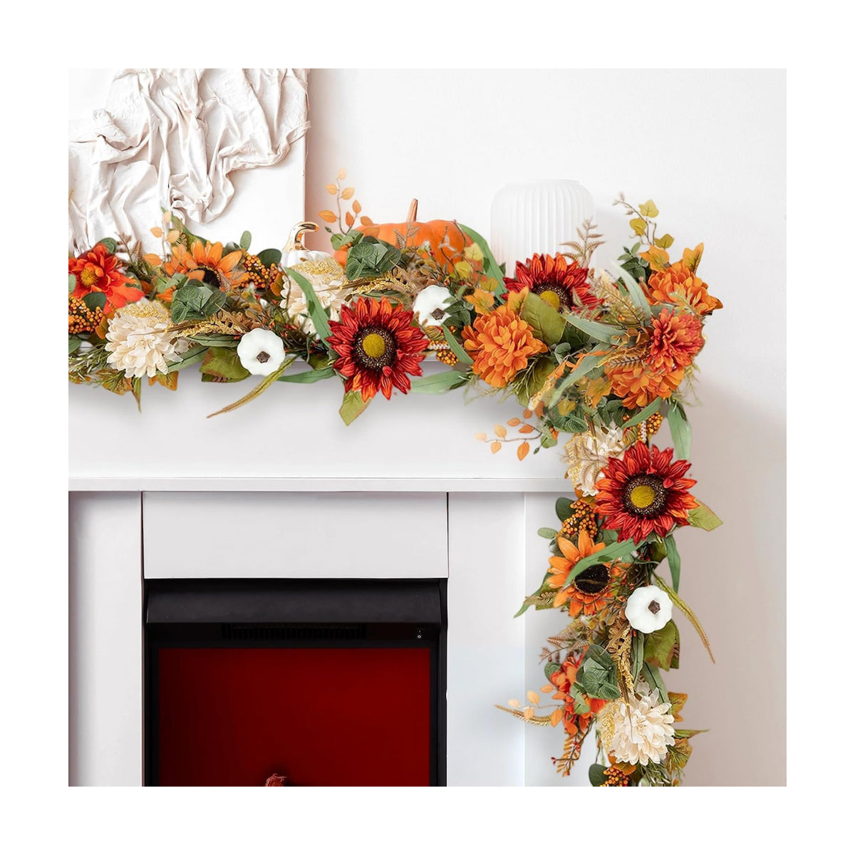 NUPTIO Fall Garland with Sunflower Pumpkin: 6ft Fall Decor for Thanksgiving