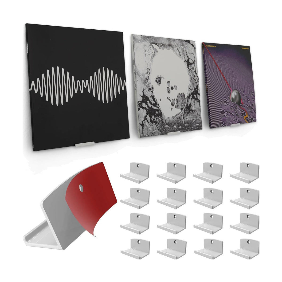 Adhesive Vinyl Wall Mount (16-Pack) – Strong Hold Record Holder Wall, Record-Safe Easy Installation, Album Wall Mount