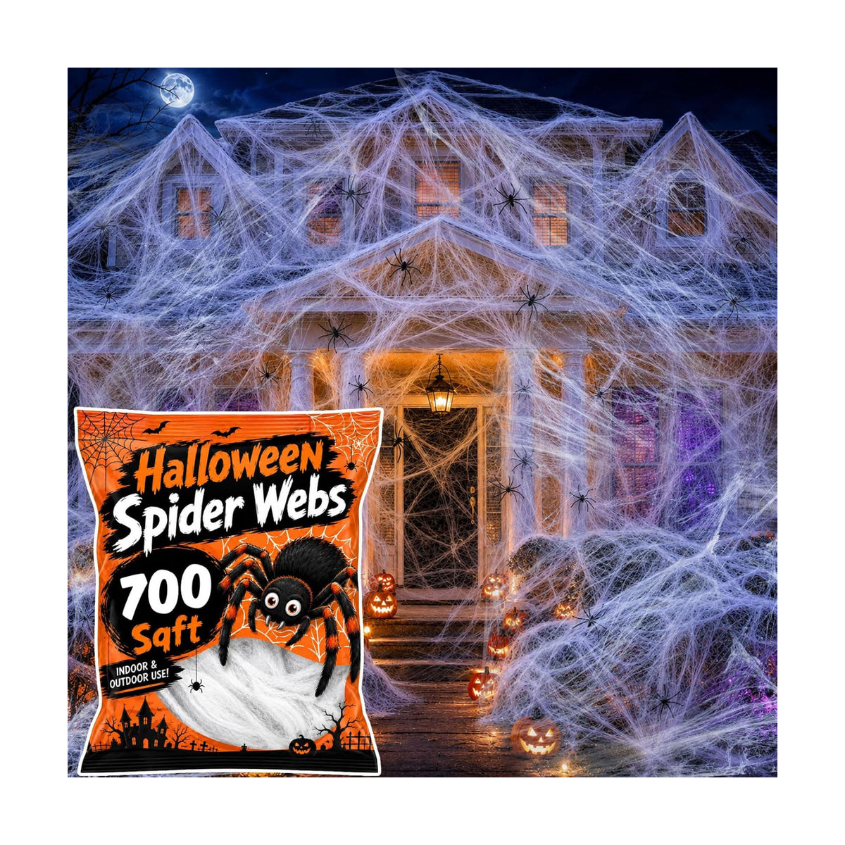 MAQIHAN 700 Sqft Halloween Spider Webs - Outdoor Cobwebs with 40 Spiders