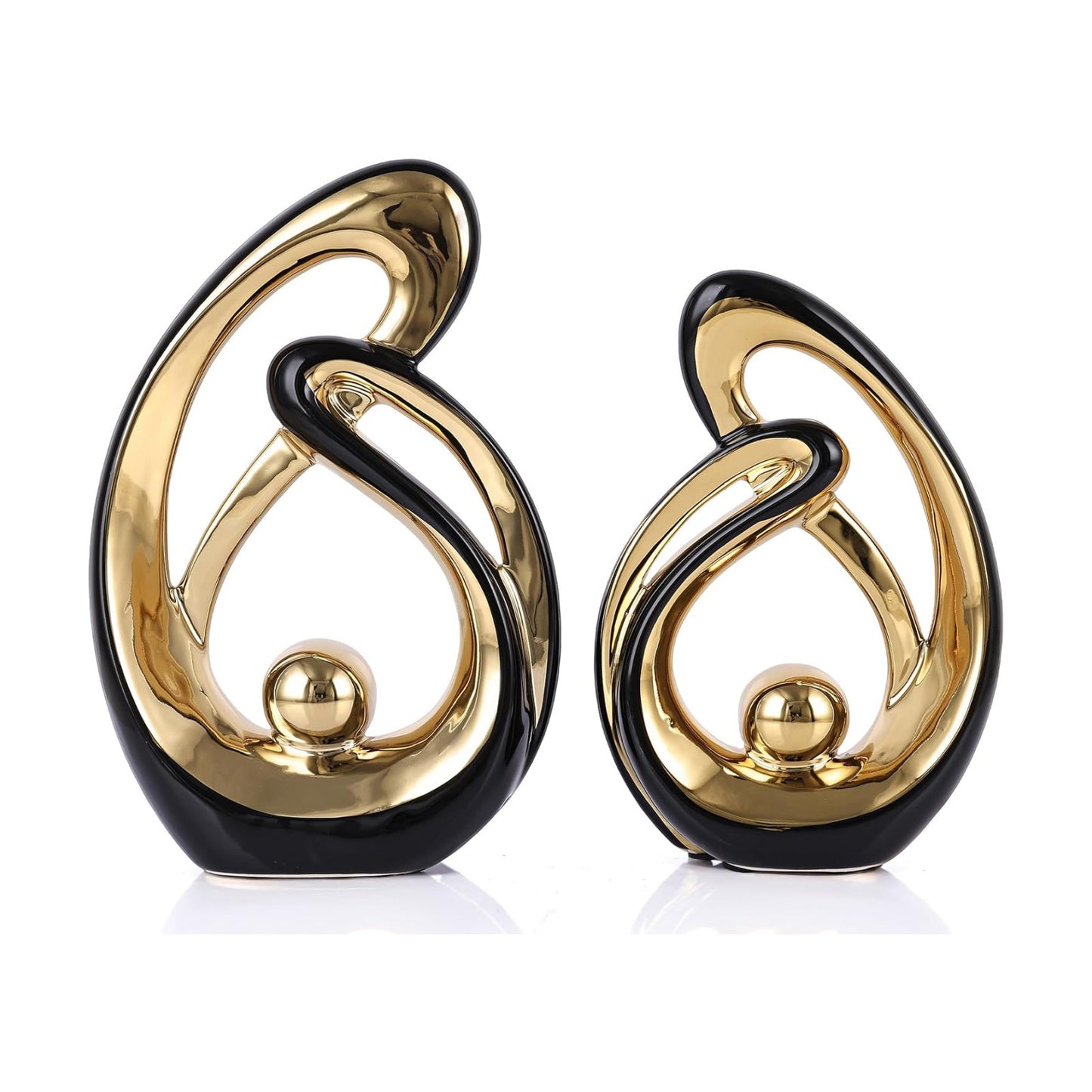 Abstract Ceramic Statue / Black Gold / Small / Set of 2