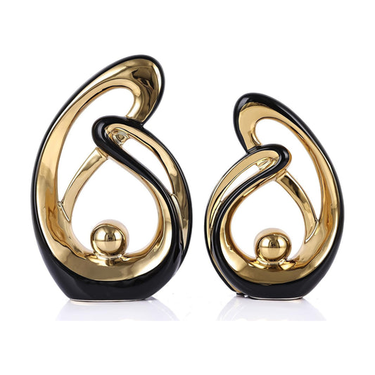 Abstract Ceramic Statue / Black Gold / Small / Set of 2