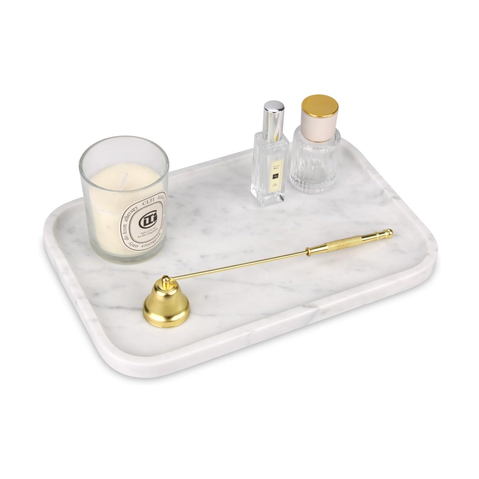 Marble Bathroom Vanity Tray / Carrara White L / 8 x 0.7 x 12