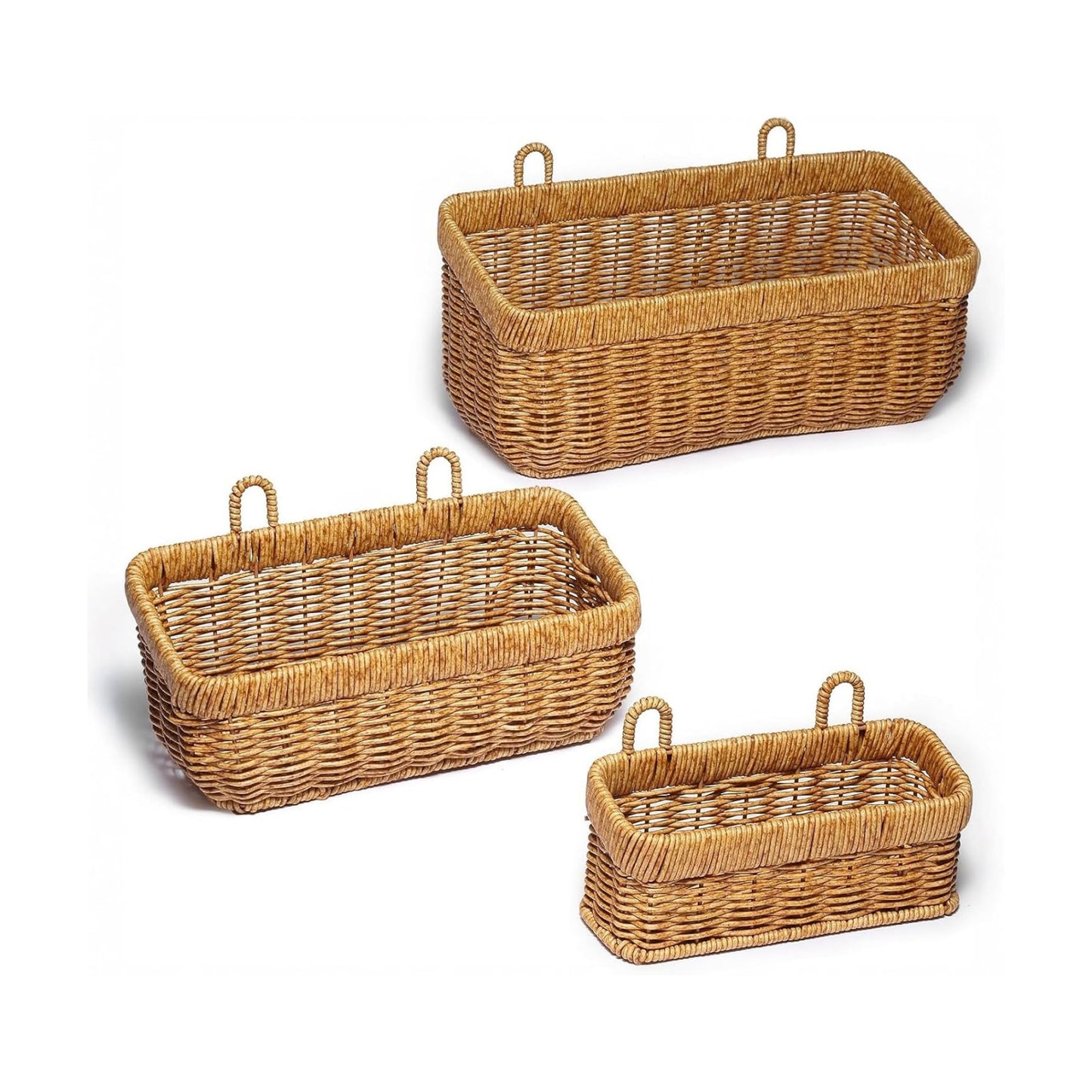 Wall Wicker Baskets Decor / Yellow / S+M+L