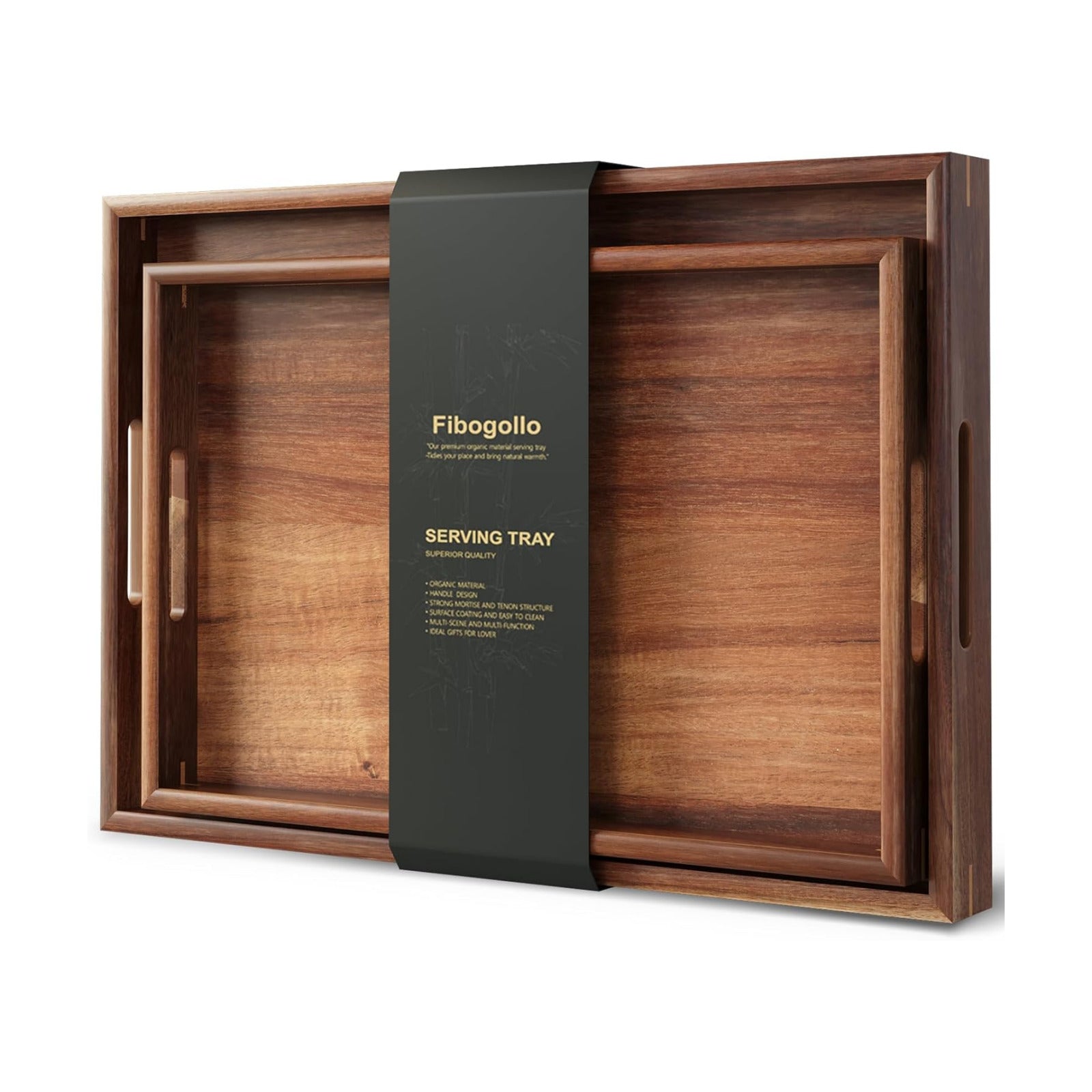 Acacia Wood Serving Tray / Set of 2