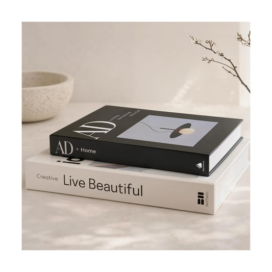 Fake Books / Aesthetic Decorative Books / Beige & Black / Set of 2