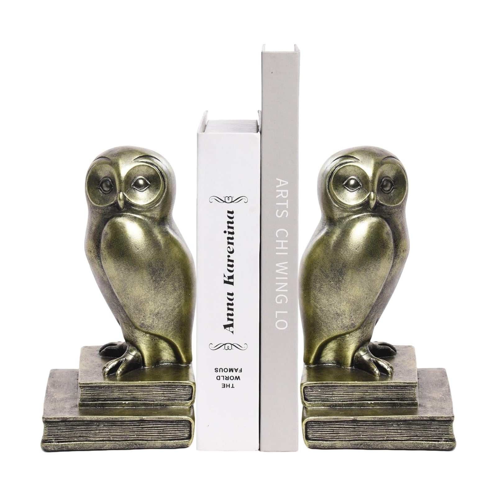 Vintage Owl Bookends / Gold