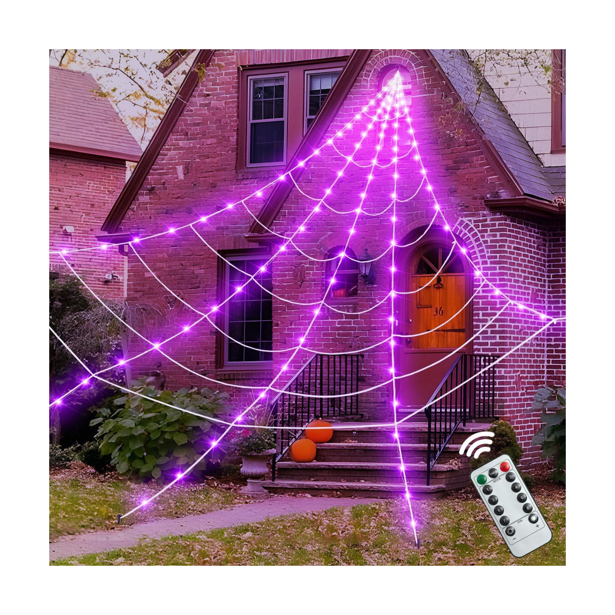 Halloween 200" Spider Web Light Decorations with 250 LED Lights Decor.