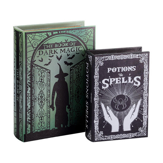 Magic Nesting Halloween Books Decoration Witch Potion Dark Magic Pattern Spooky Holiday / Set of 2