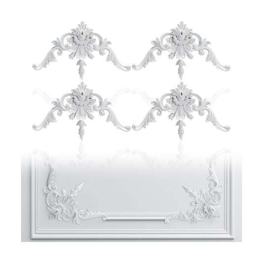 Corner Wall Molding French Style Wainscoting Panels Flora Moulding Corner / Vintage Style / Set of 4