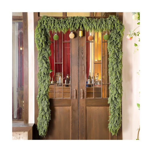 1 Pcs 18ft Christmas Artificial Cedar Garland Realistic Soft and Thickness Green Full Faux Cedar Pine Garland for