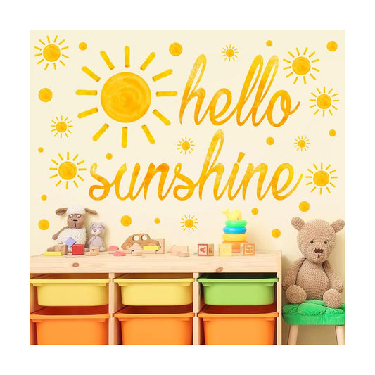 Watercolor Sun Wall Stickers Boho Sun Wall Decals Peel and Stick Polka Dots Big / Sunshine / Yellow