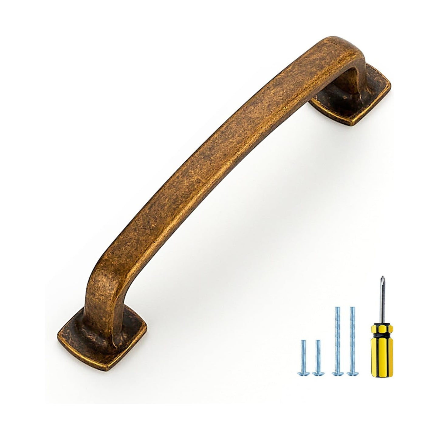 Arch Cabinet Pulls Solid 3-3/ Kitchen / Antique Brass / 3-3/4 Inch Hole Center / 4 Inch / Set of 10