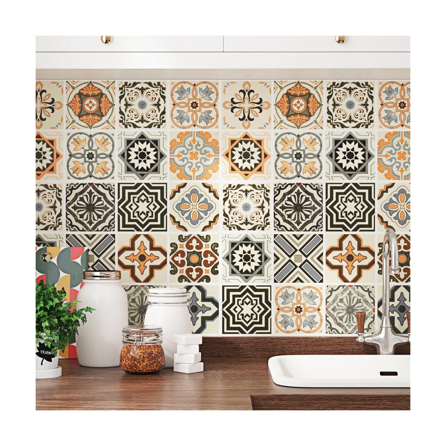 Boho Peel and Stick Wallpaper Tiles Waterproof Moroccan Tile Contact Paper