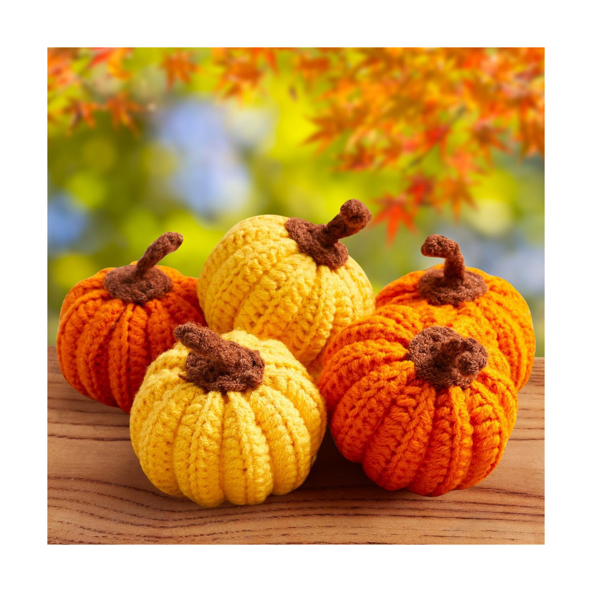 DUQGUHO Orange Pumpkin Decor Crochet Small Decorative Pumpkins Knitted Gift Mantel Thanksgiving Table Decorations 5 Pcs