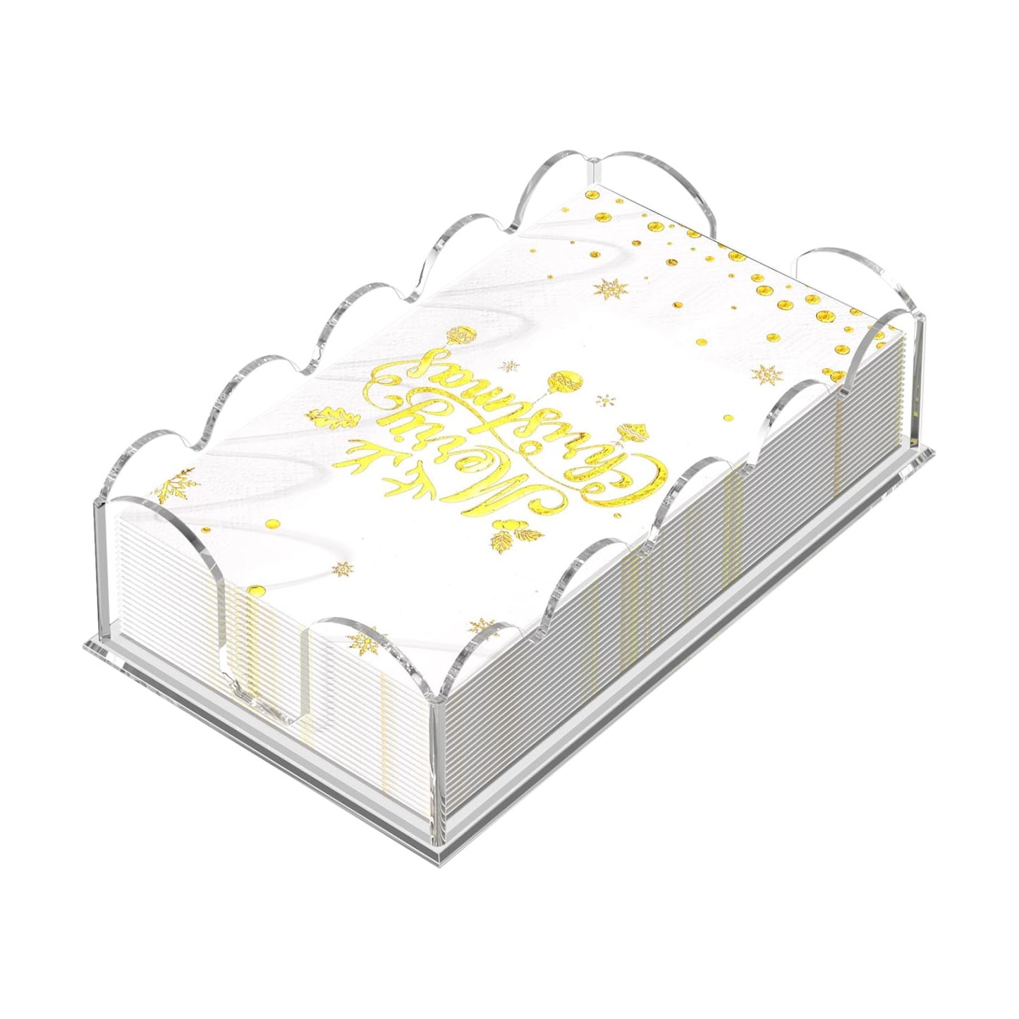 Acrylic Guest Towel Napkin Holder / Scalloped Rectangle Clear