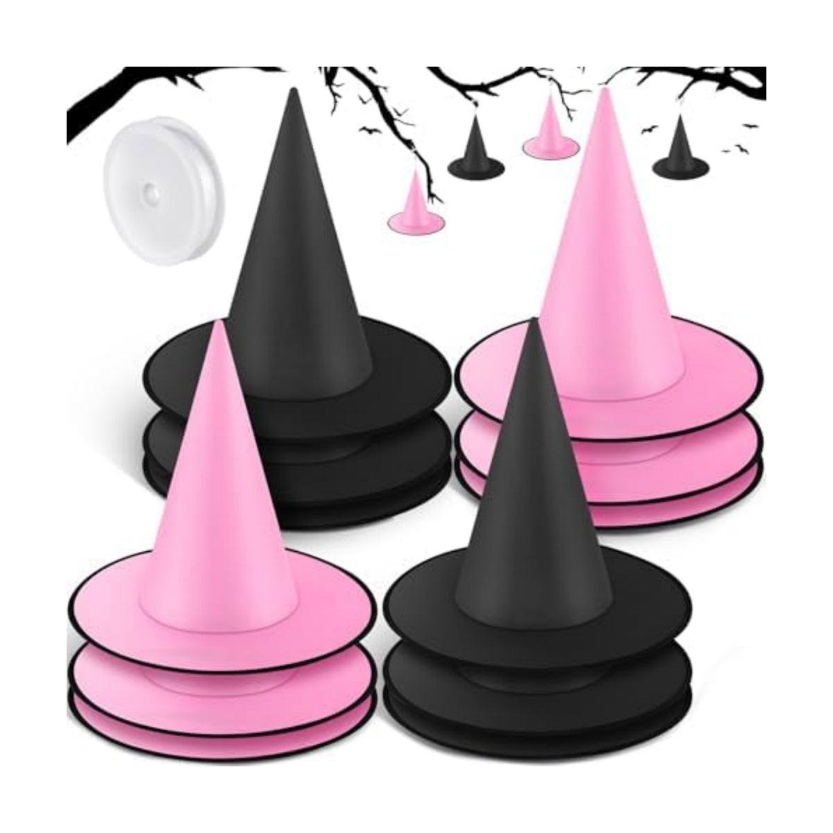 Suhine 12 Pcs Halloween Witch Hat Decor
