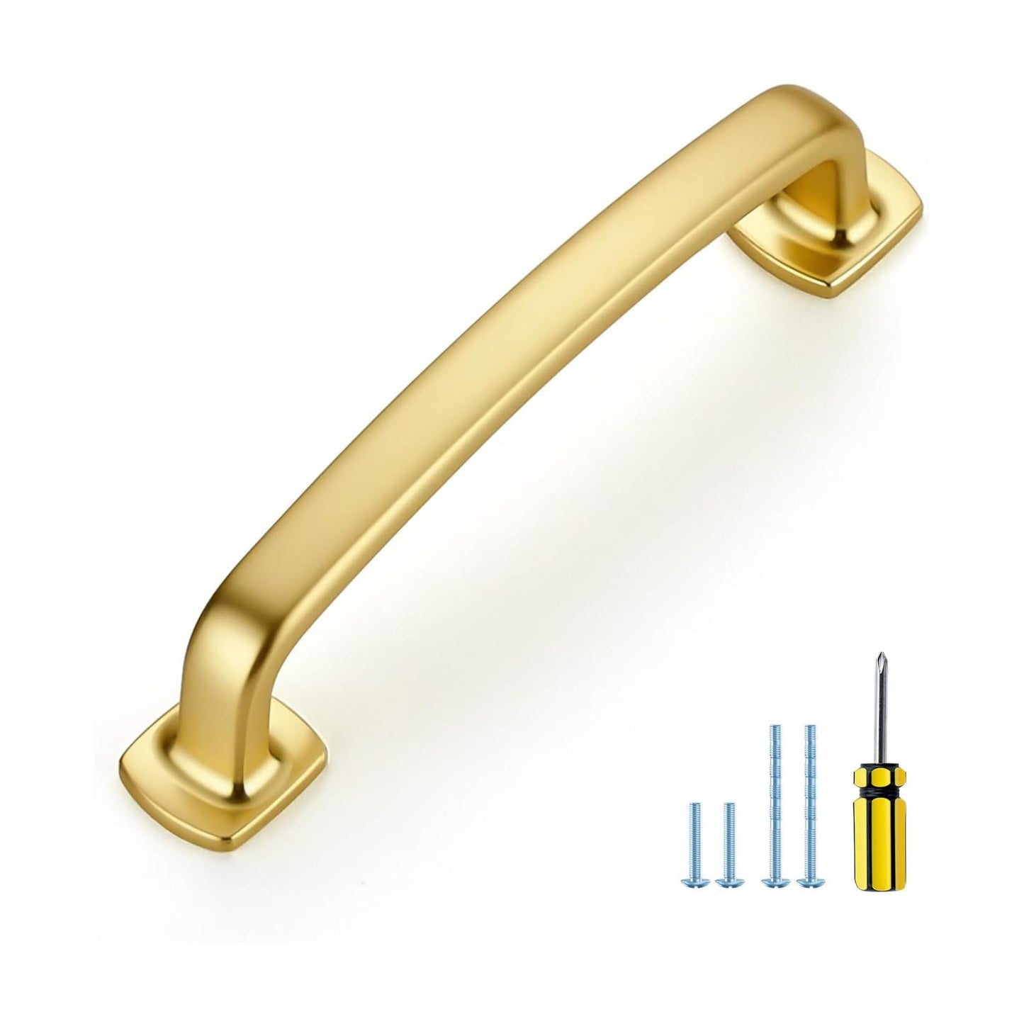 Arch Cabinet Pulls Solid 3-3/ Kitchen / Brushed Brass / 3-3/4 Inch Hole Center / 4 Inch / Set of 10