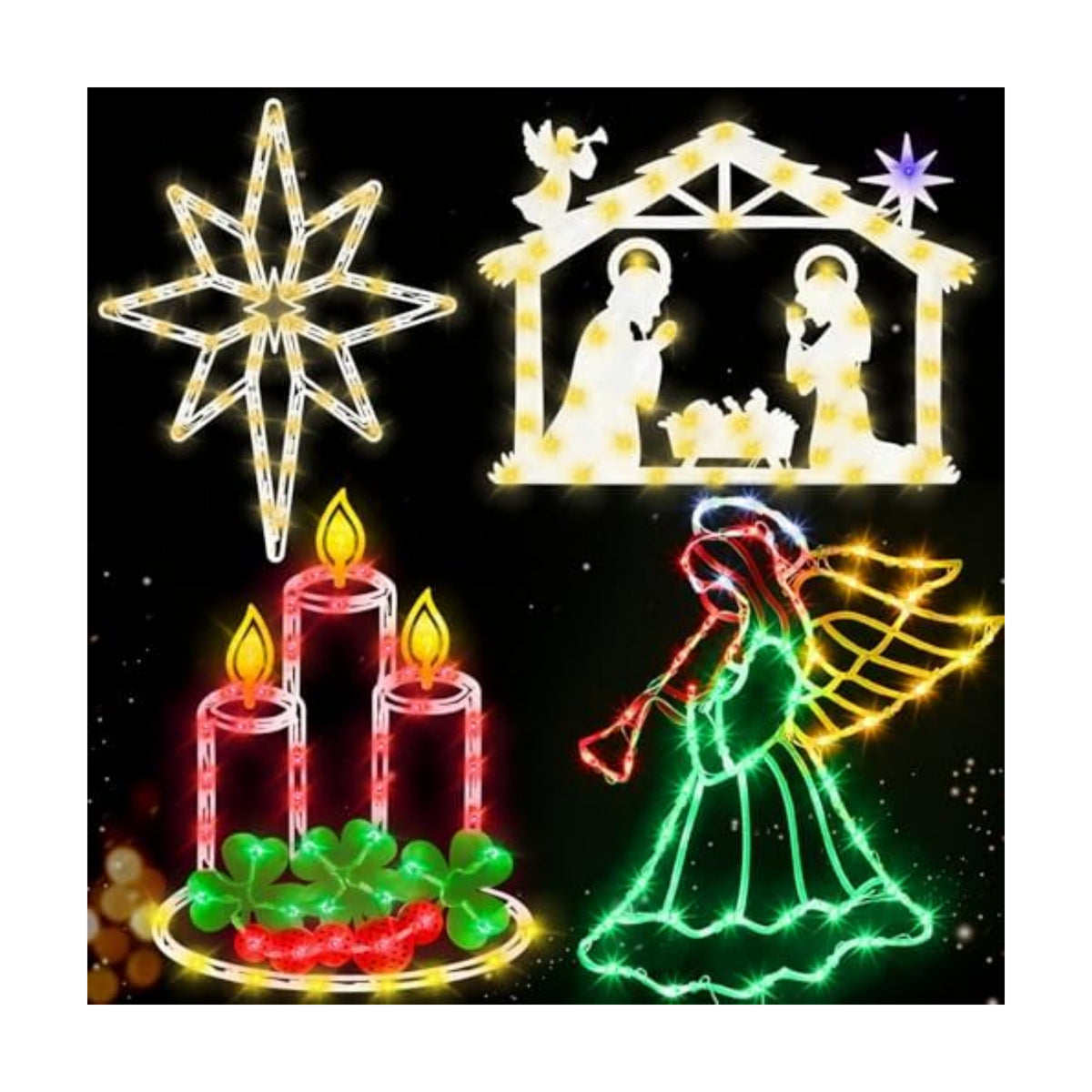 TRWYMZ Christmas Decorations - 16" Christmas Window Silhouette Lights