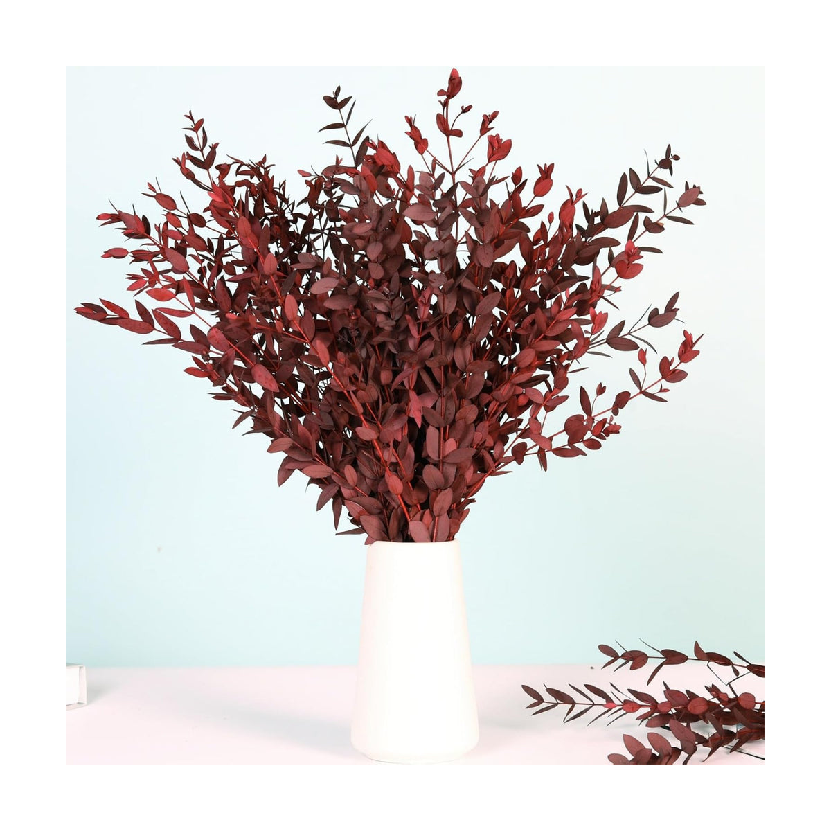 Dried Eucalyptus Leaves Stems, Preserved Real Eucalyptus Plant, Dried Willow Branches Bundle for Wedding Wreath Home Fragrance Vase Filler Bathroom Decor, Fall Arrangement Decorations (Red, 3oz)