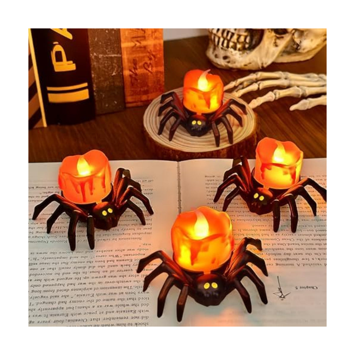 6 Pack Halloween Flameless Candles Battery Operated LED Spider Tealight Candles for Halloween Home Decorations, Light Up Halloween Decorations Indoor for Table Party Office Fireplace Halloween Gifts