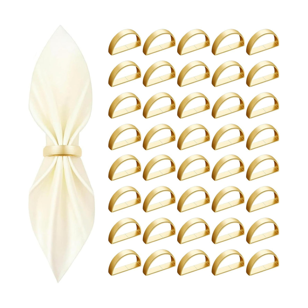 40 Pcs Gold Napkin Rings - Metal Napkin Ring(Semicircle) | Stainless Steel Napkin Rings for Table Settings Wedding