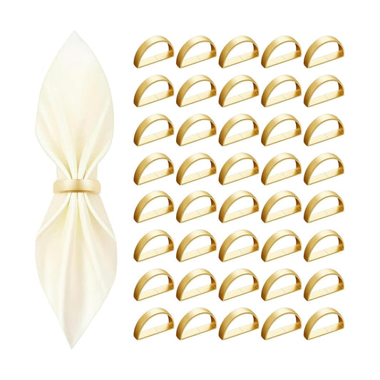 40 Pcs Gold Napkin Rings - Metal Napkin Ring(Semicircle) | Stainless Steel Napkin Rings for Table Settings Wedding
