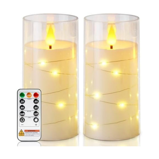 Homemory 3"x6" Flameless Candles, Flickering LED Pillar Candles with Remote